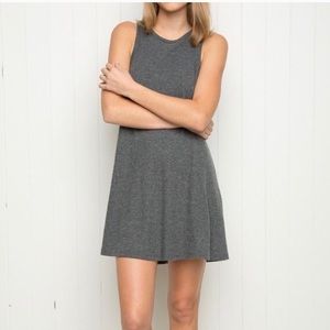 Bandy Melville Grey Ribbed Mini Knit Tank Dress Brandy Melville